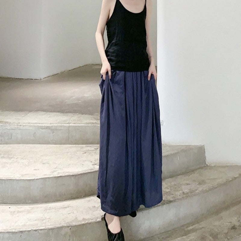 Wide Leg Casual Loose Fit Retro Pants in Solid Color