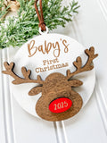 Baby's First Christmas 2025 Reindeer Ornament 