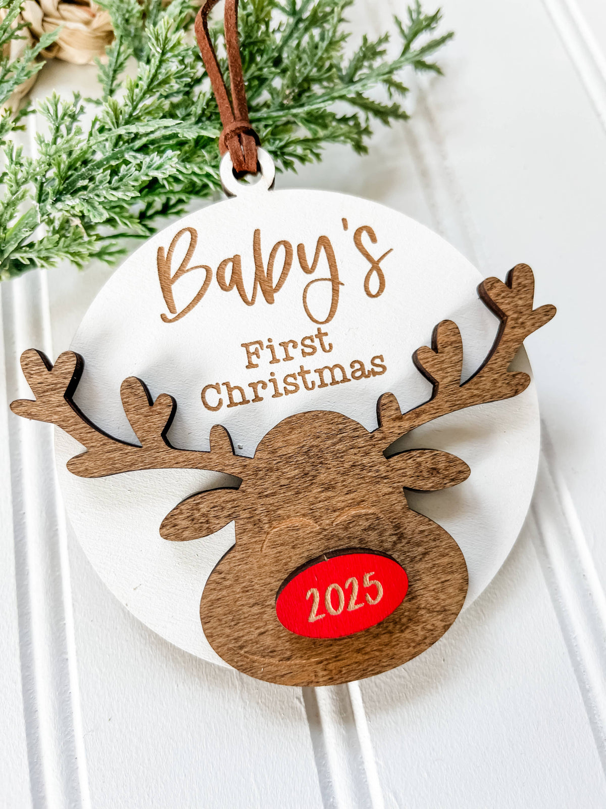 Baby's First Christmas 2025 Reindeer Ornament 