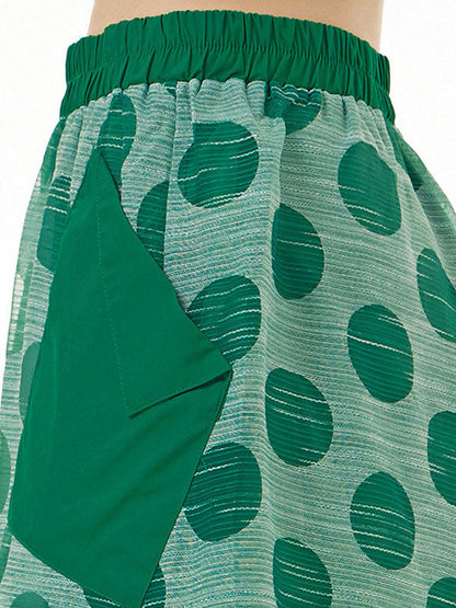 Cropped False Two Gauze Polka-Dot See-Through Casual Pants Bottoms