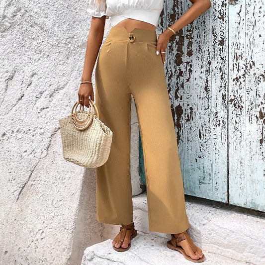 High-Waisted Straight Leg Solid Color Skinny Pants