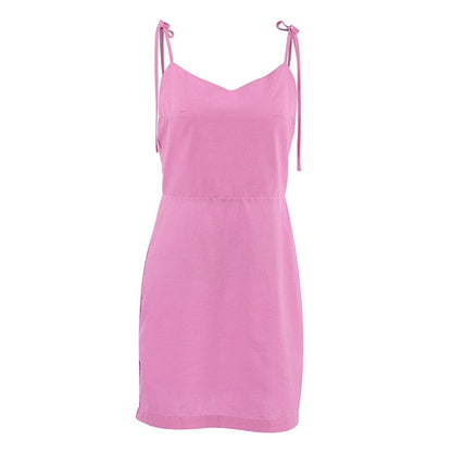 Sleek Black Backless Halter Mini Nightdress