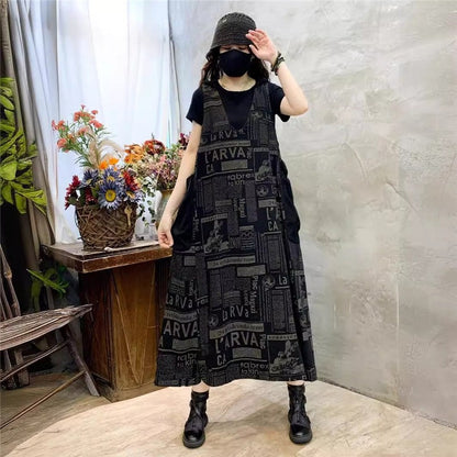 Loose Fit Midi Dress With Floral Print