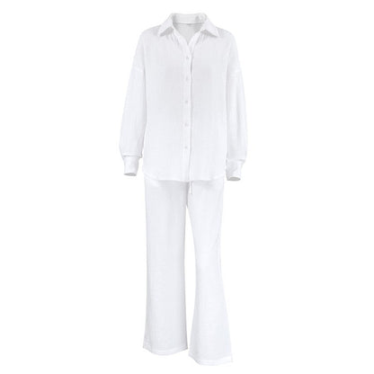 Casual Comfort: Relaxed Fit Long Sleeve Top and Cozy Pants