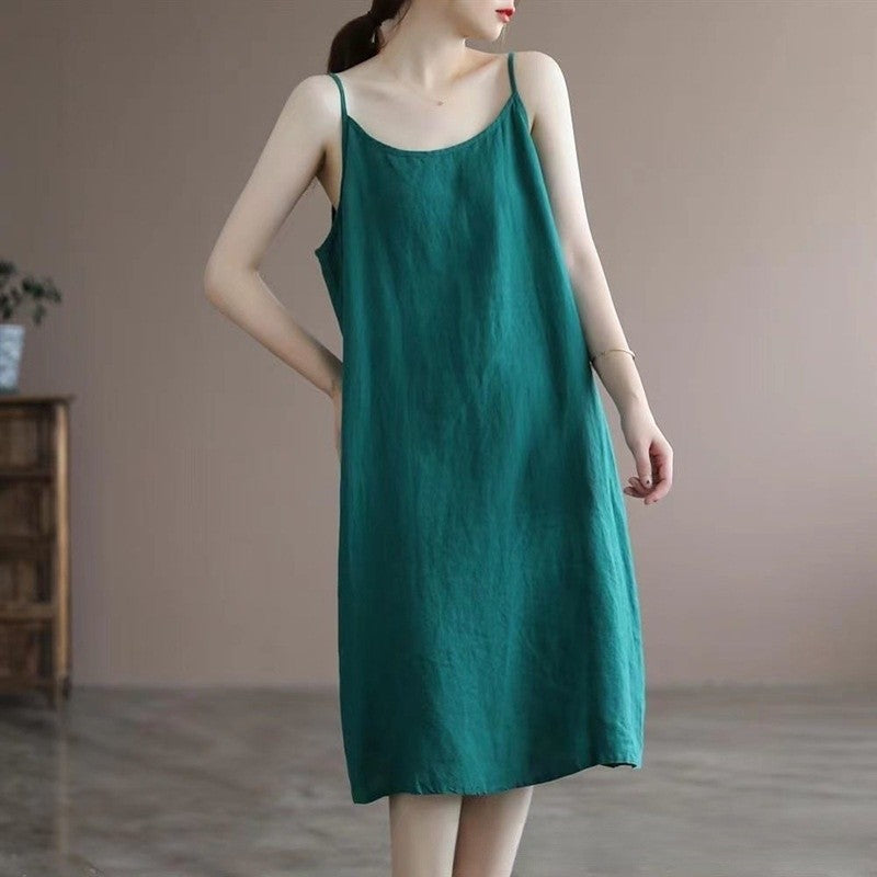 Halter Neck Sleeveless Loose Fit Midi Skirt