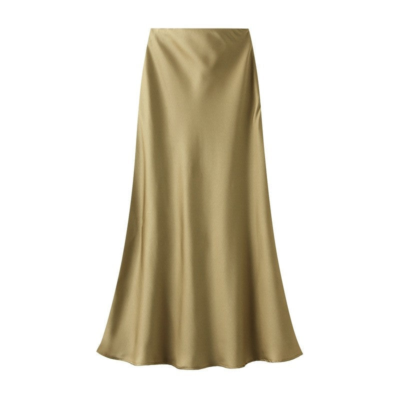 High Waisted Satin Fishtail Maxi Skirt