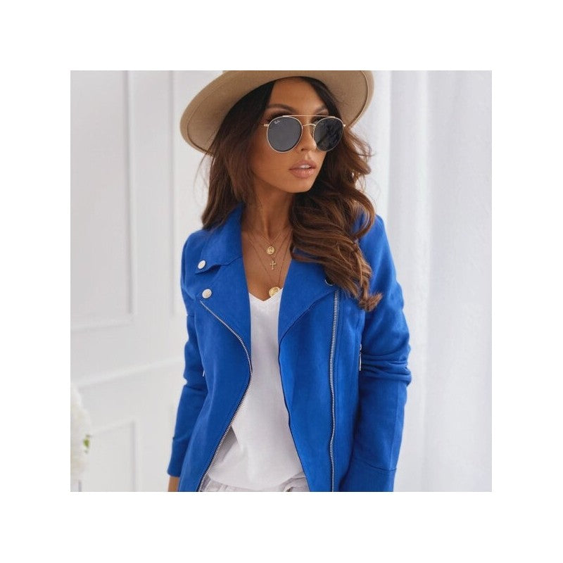Leather Zipper Button Short Slim Fit Jacket