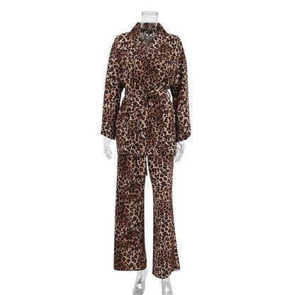 Leopard Print Long Sleeve Pajama Set