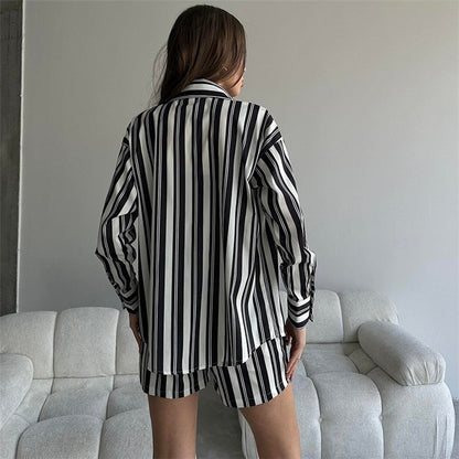 Striped Long Sleeve Lounge Shorts