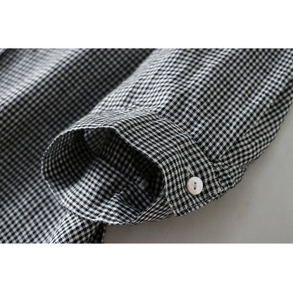 Short Sleeve Lapel A-Line Ramie Cotton Casual Retro Dress
