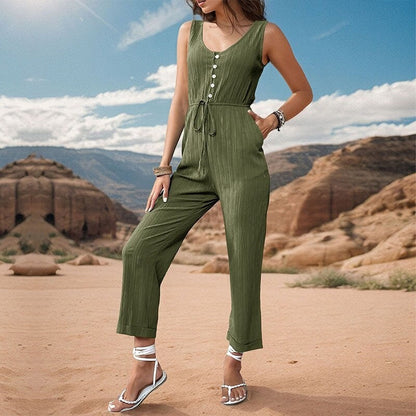 Trendy Waist-Tie Solid Color Bodysuit