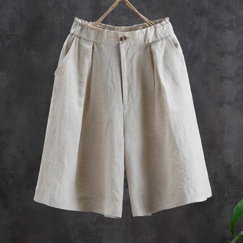 Women's Wide Leg Cotton Blend High Waist Casual Pants