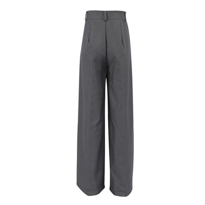 High Waist Straight Leg Casual Suit Trousers in Solid Color