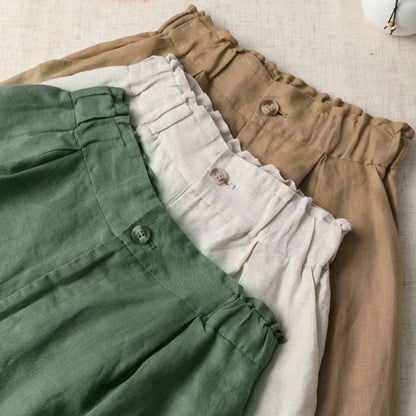 Women's Wide Leg Cotton Blend High Waist Casual Pants