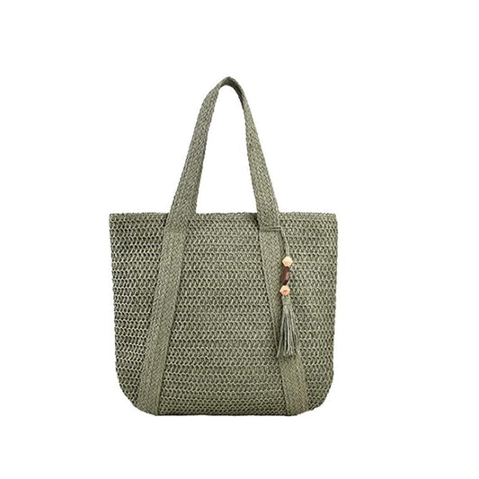 Chic Straw Woven Tote Bag with Stylish Tassel