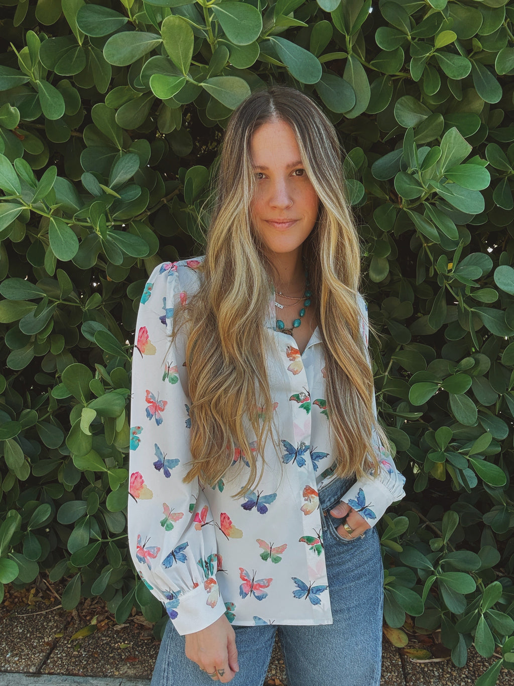 Eyes Without a Face Butterfly Button Up Blouse