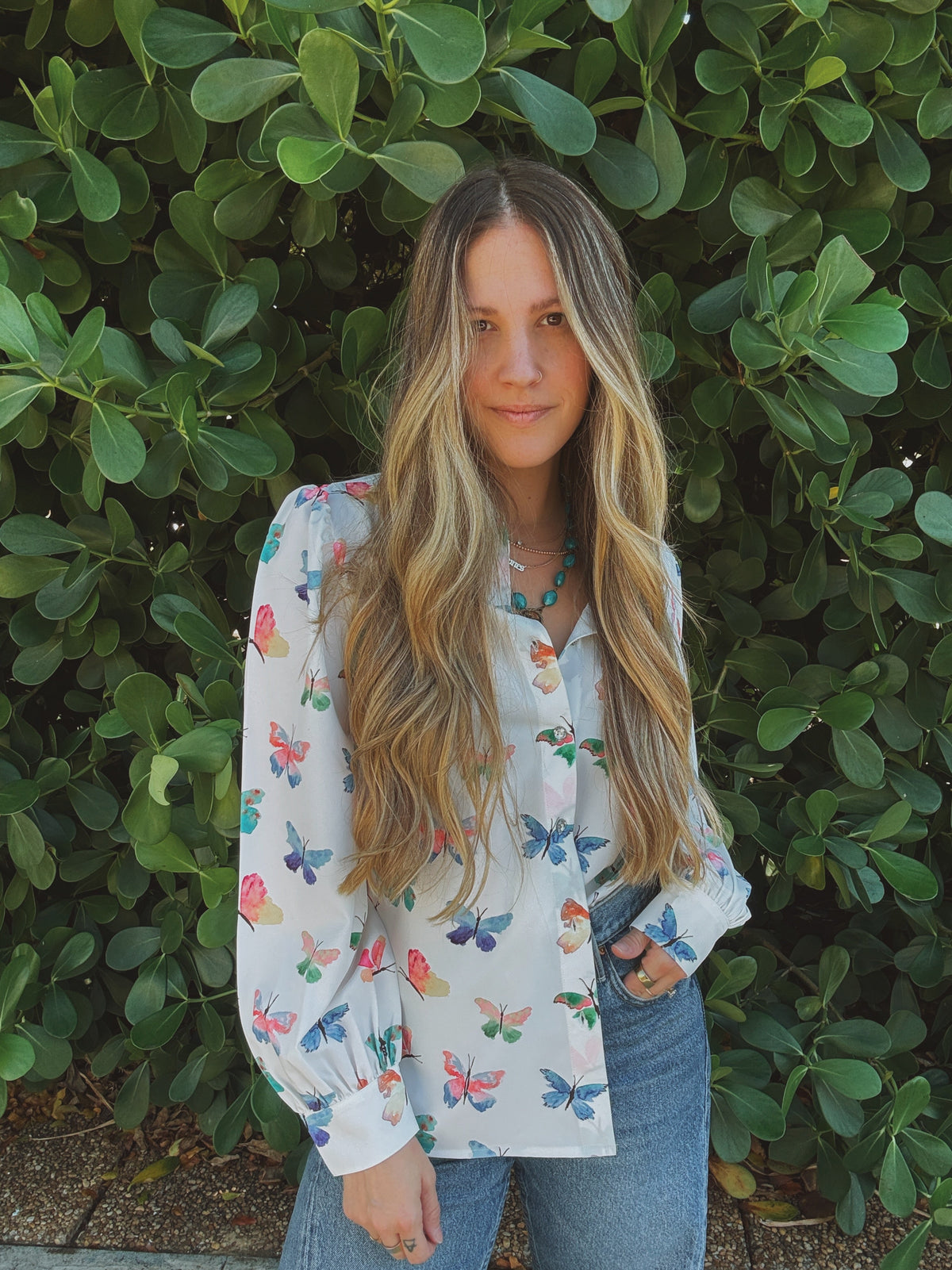 Eyes Without a Face Butterfly Button Up Blouse