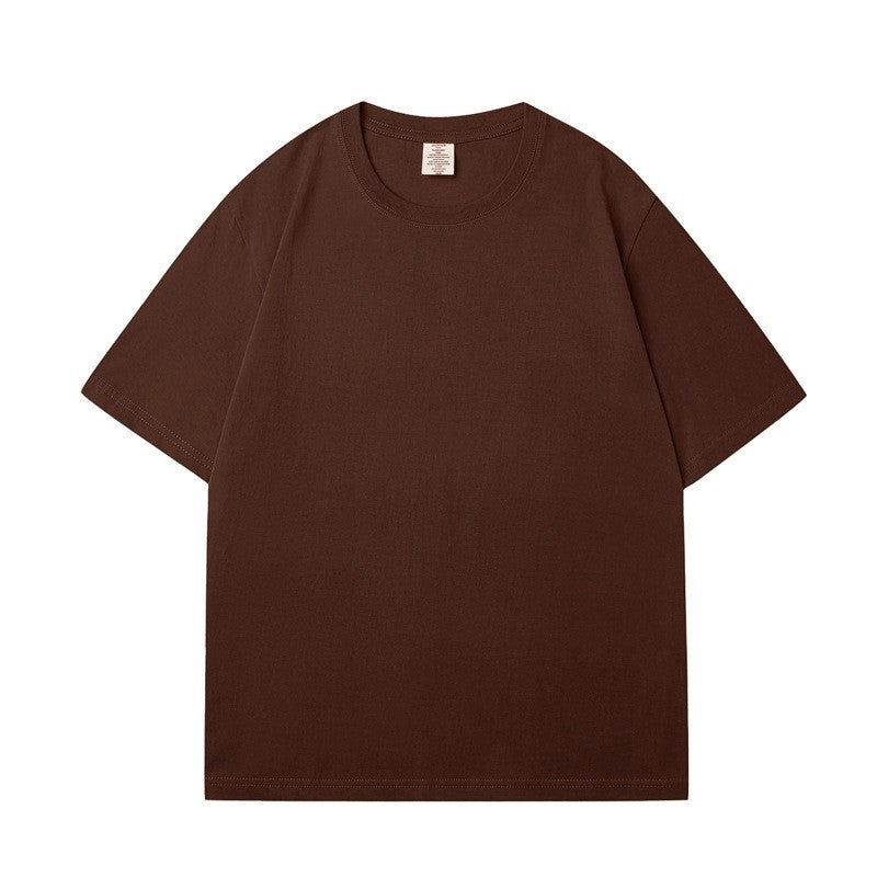 Solid Color Unisex Round Neck T-Shirt with Small Neckline