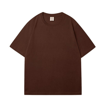 Solid Color Unisex Round Neck T-Shirt with Small Neckline