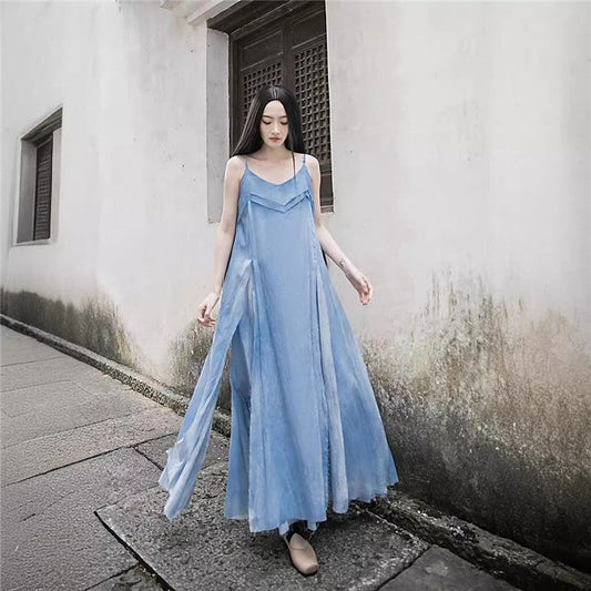 Ruffled Hem Elegant Maxi Dress in Solid Color