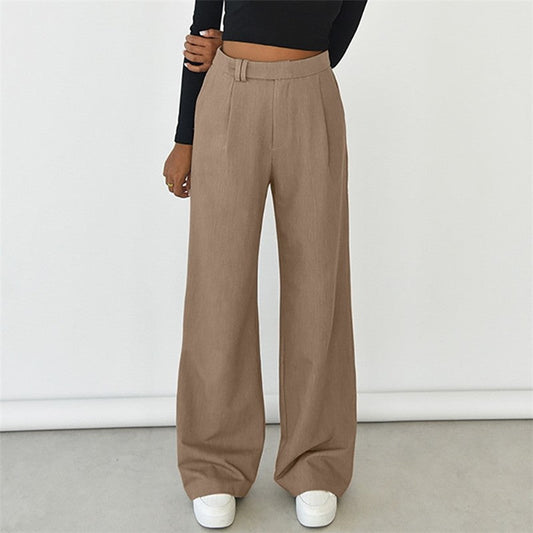 High Waisted Wide Leg trousers in Solid Color