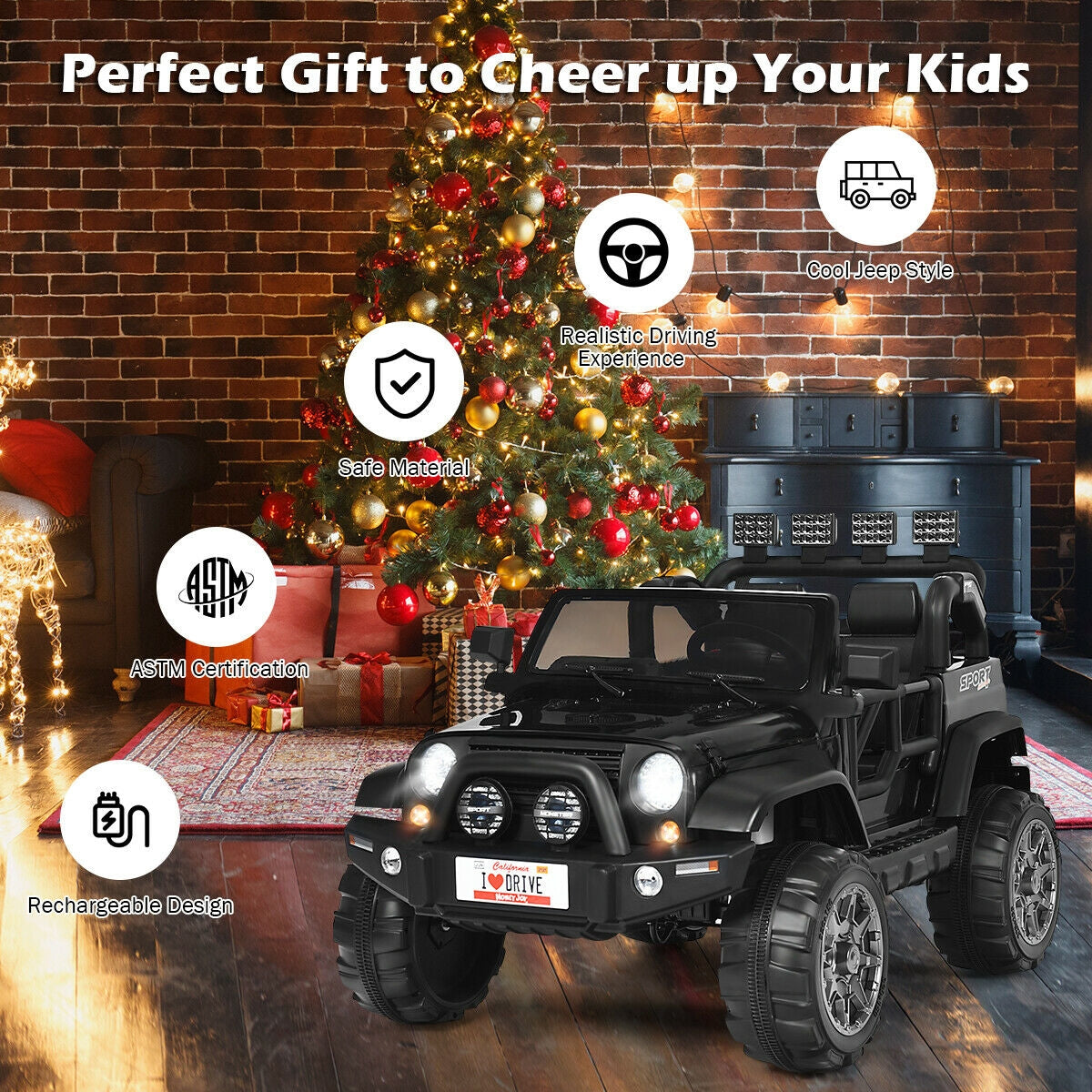 12V 2-Seater Ride on Car Truck with Remote Control and Storage Room