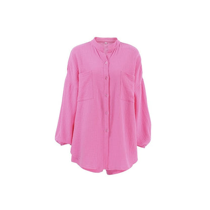 Solid Color Long Sleeve Shorts Pajama Set