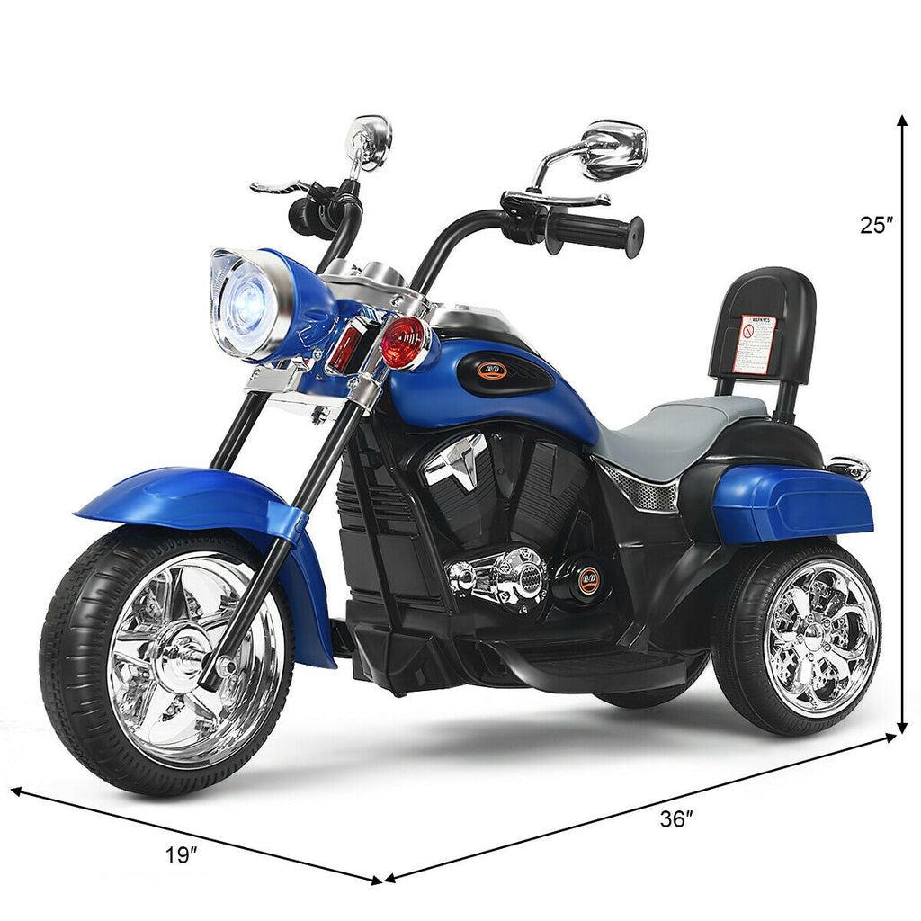 6V Powered Toddler 3-Wheel Motorbike Ride On Toy with Horn and Headlight-Black and White
