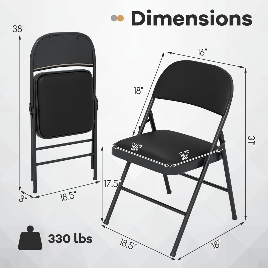 Folding Conference Chairs 4-Pack with Padded Seats - Black