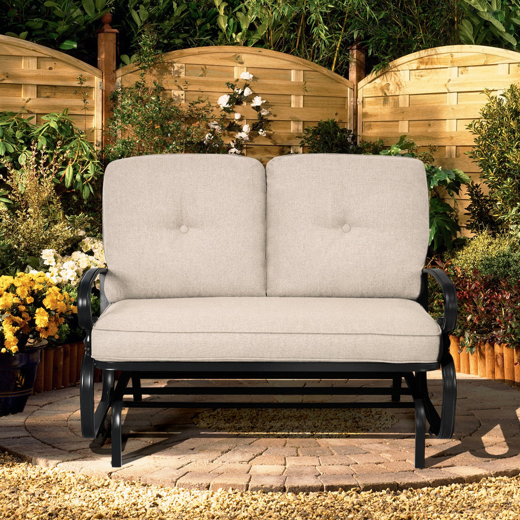 2 Seats Outdoor Swing Glider Chair with C