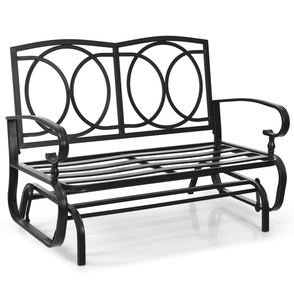 2 Seats Outdoor Swing Glider Chair with C