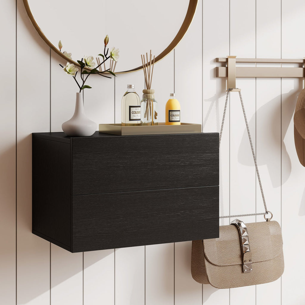 Wall Mounted Floating Nightstand with 2 Drawers