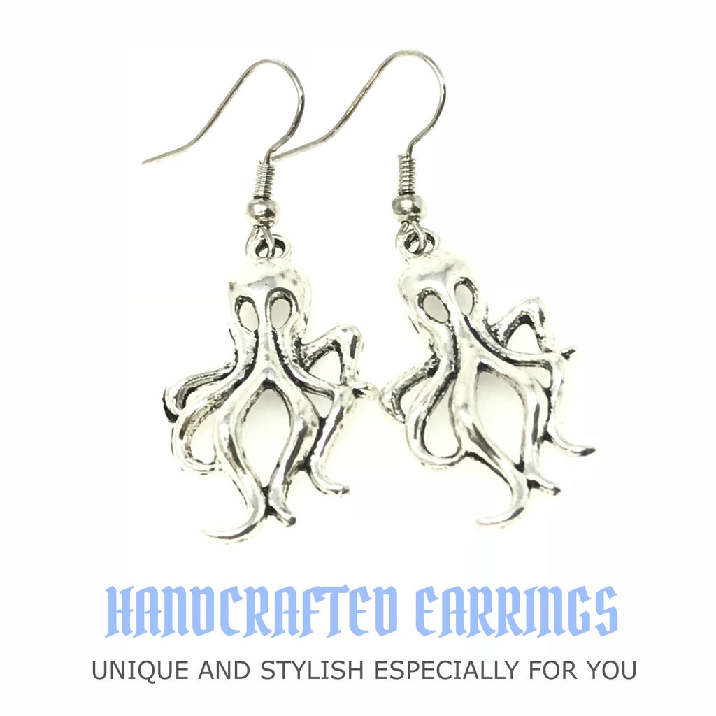 Kraken Earrings Silver Octopus Tentacle Nautical Steampunk Dangle Jewelry