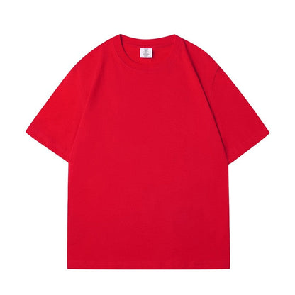 Solid Color Unisex Round Neck T-Shirt with Small Neckline