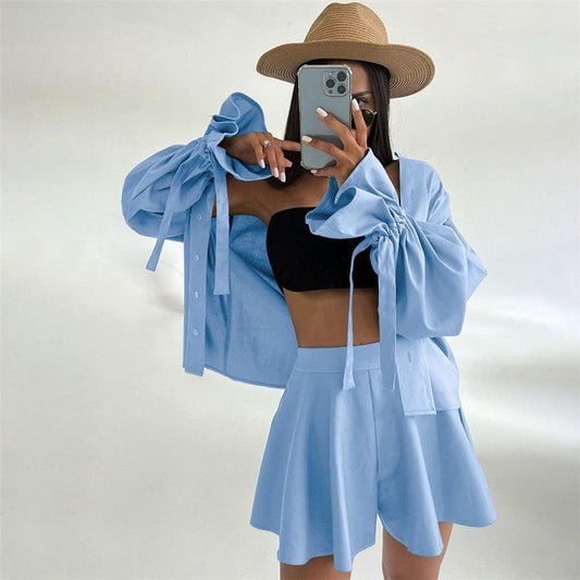 Solid Color Long Sleeve Shorts Pajama Set

Suggested optimization: Cozy Solid Color Long Sleeve Pajama Set