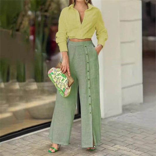Monochrome Shirt and Pants Ensemble