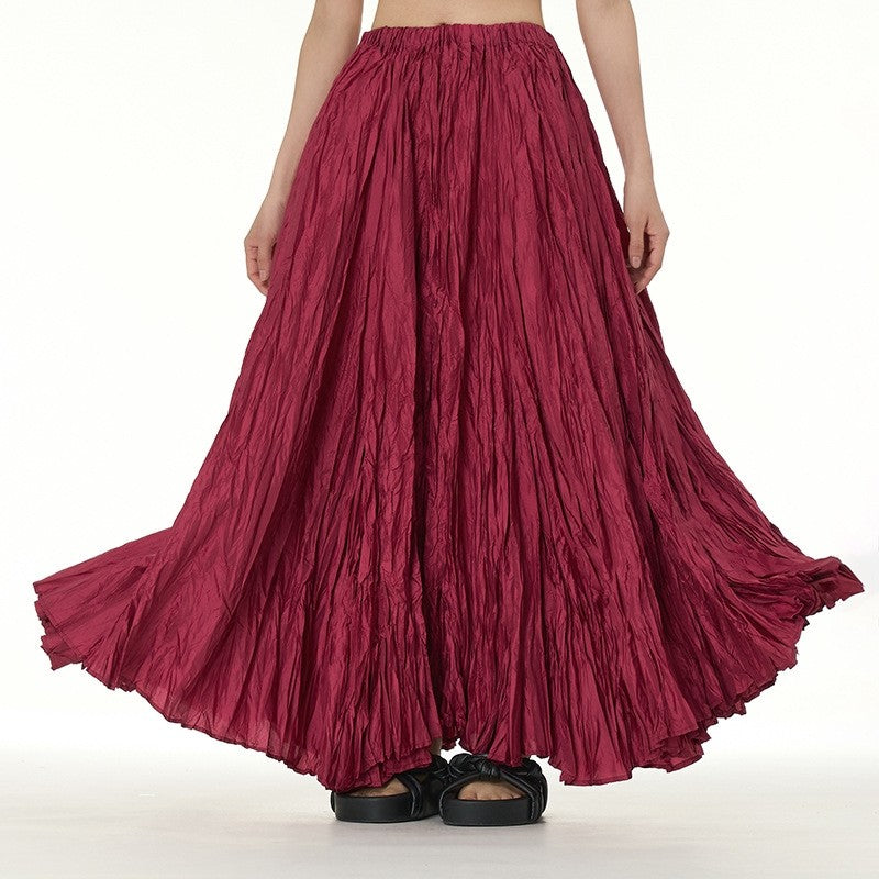 Solid Color Draped Ruched Skirt