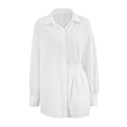 Jacquard Long Sleeve and Shorts Pajama Set