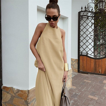 Breathable Solid Color Thin Strap Nightgown
