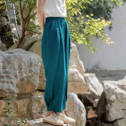 Relaxed Fit Monochrome Lantern Trousers for Versatile Styling
