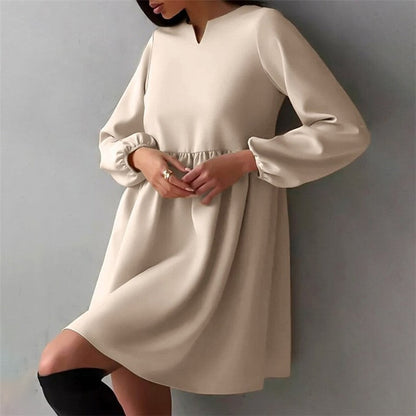 Casual Chic Long Sleeve A-Line Dress for Easy Commuting