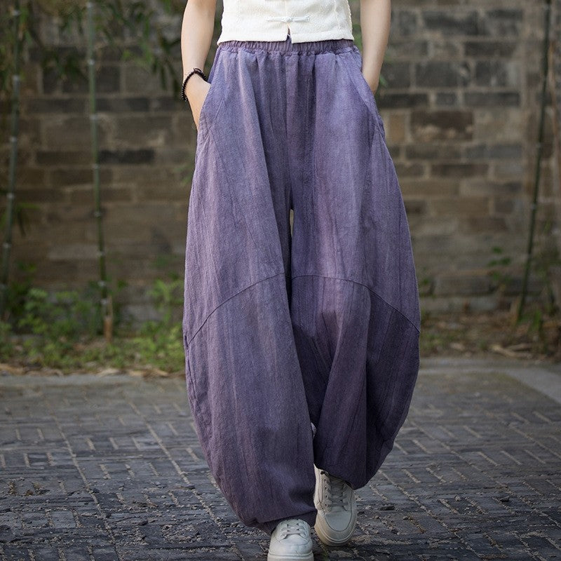 Loose Fit Tie-Dye Lantern Wide Leg Pants