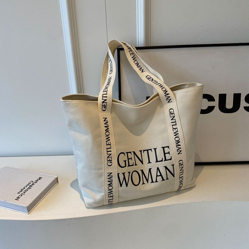 Chic Canvas Tote with Oversized Letter Print