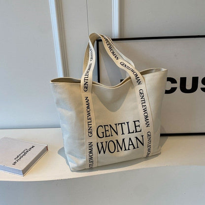 Chic Canvas Tote with Oversized Letter Print