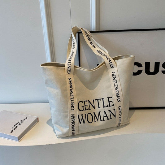Chic Canvas Tote with Oversized Letter Print