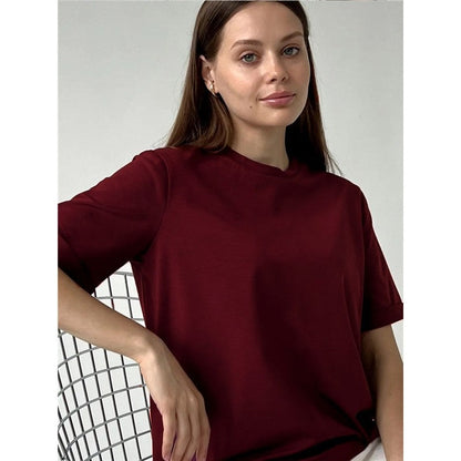 Casual Loose Crewneck Short Sleeve T-Shirts in Solid Colors