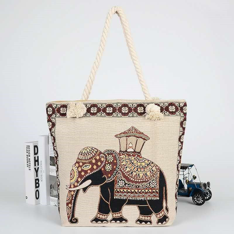 Stylish Embroidered Rope Shoulder Bag