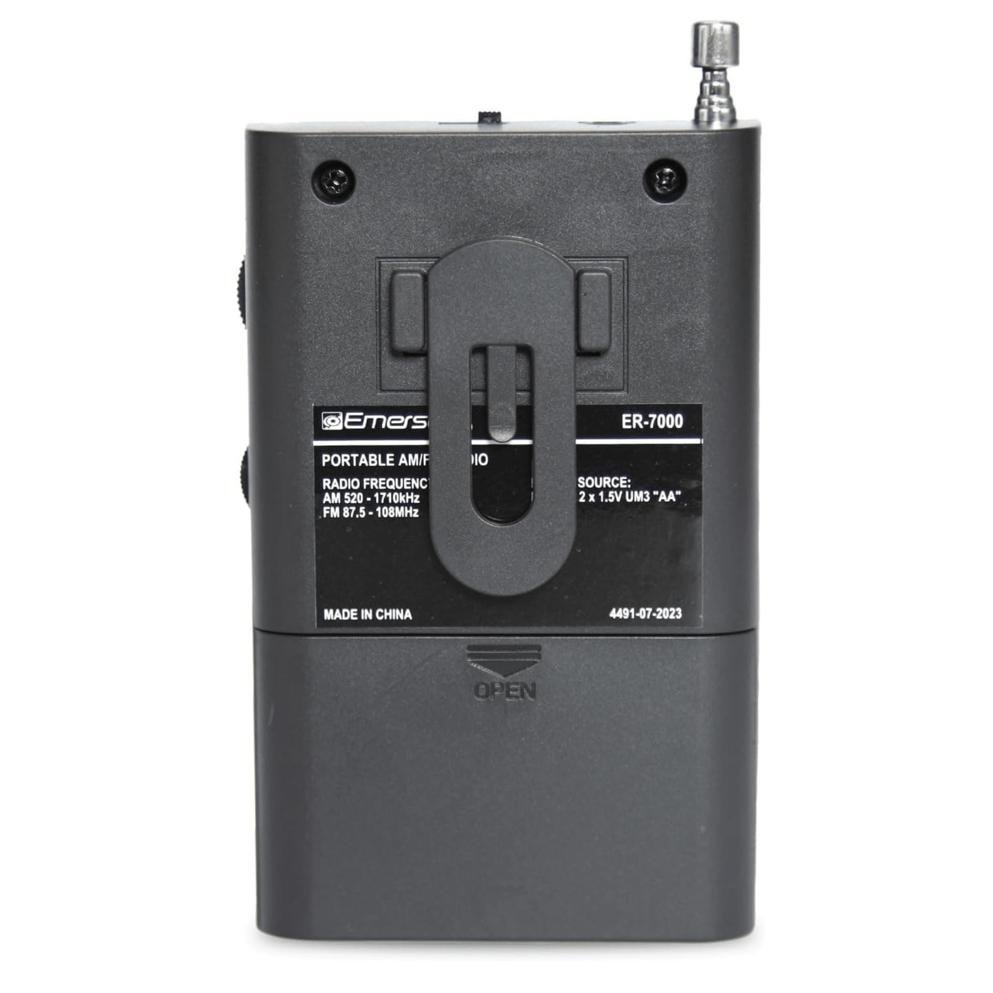 Emerson Portable AMFM Radio with Built-In Speaker and Easy Removable Belt Clip