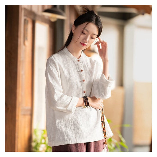 Stand-Up Collar Solid Color Button-Up Sweater