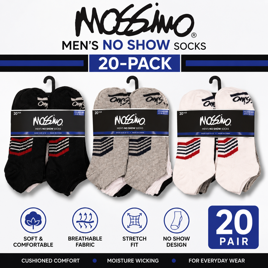 Mossimo Men's & Women's No Show Socks 20-Pack – Low Cut Ankle Socks for Sneakers, Everyday & Athletic Wear | Bulk Value Pack